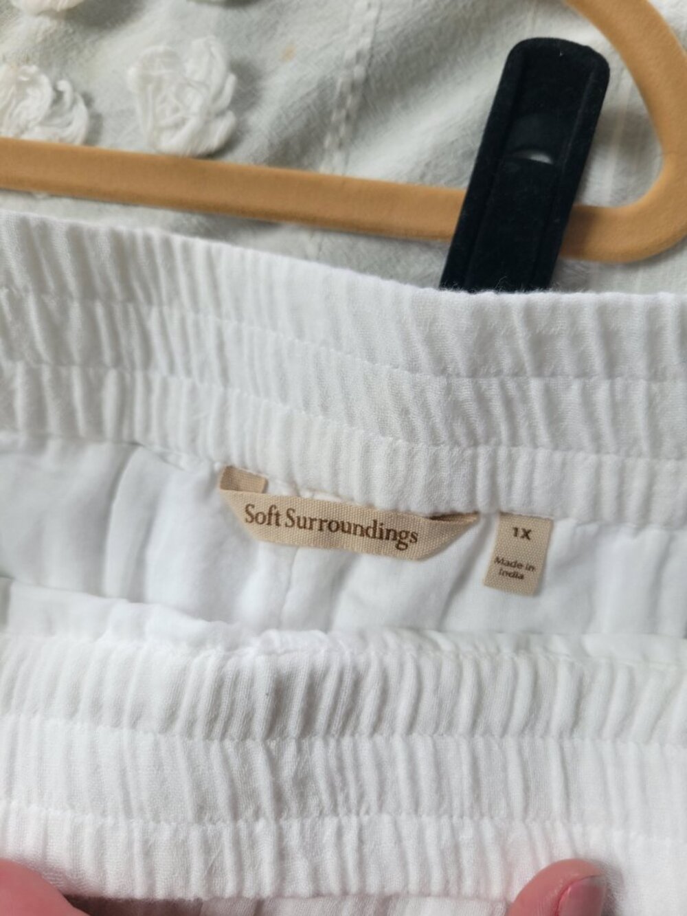Soft Surroundings White Cotton Gauze Boho Coastal Flowy Wide Leg Crop Pants 1X - Picture 5 of 10